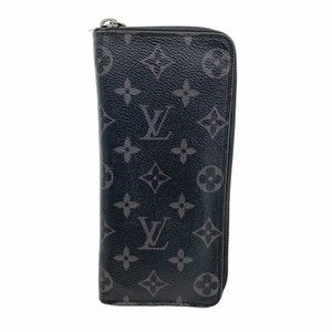 Louis Vuitton Monogram Eclipse Zippy Wallet Vertical M62295 Black Men's Long